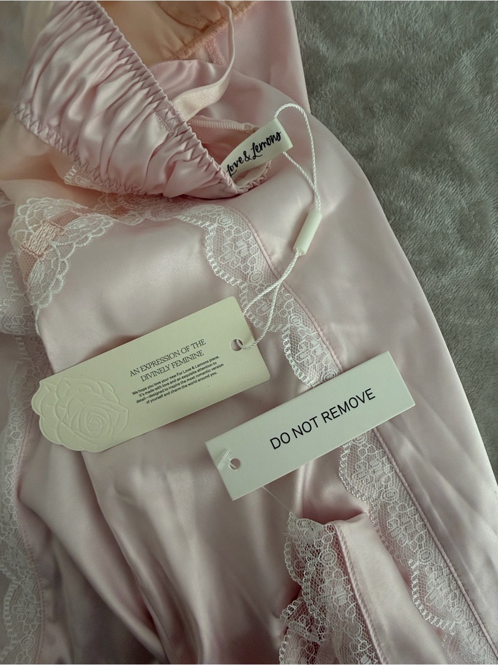 For Love And Lemons Pale Pink Satin Lace Slip Dress - Picture 5 of 6